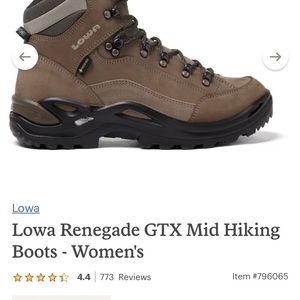 Lowa Renegade GTX mid hiking boots. Stone color. Waterproof.